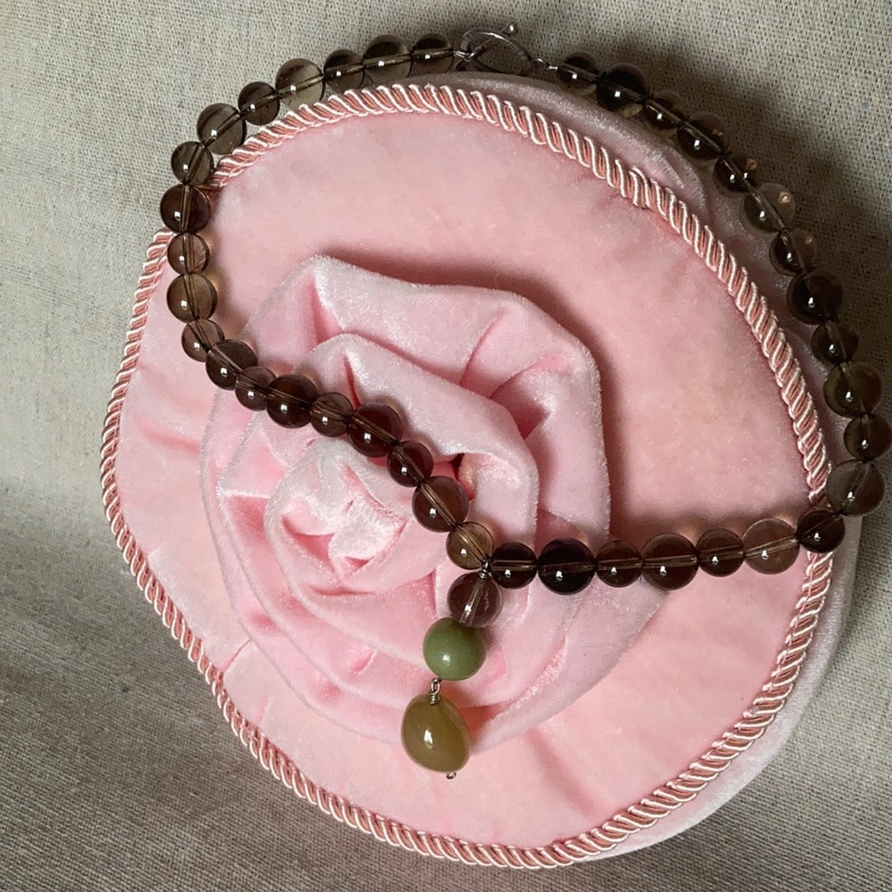 Vintage smoky glass bead chocker necklace